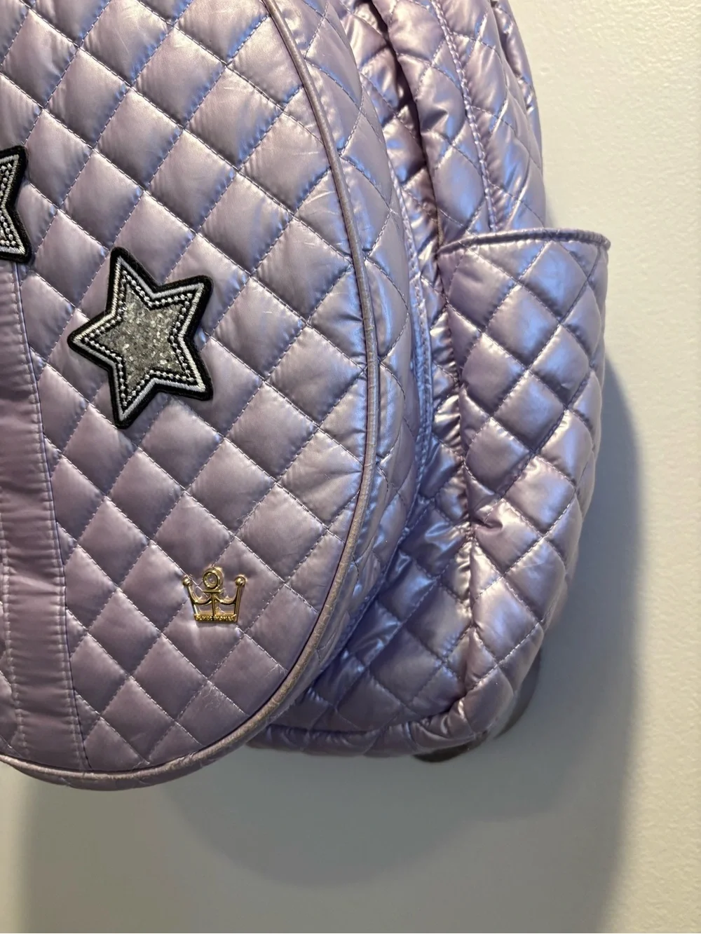 Oliver Thomas || 24 + 7 Tennis Backpack Quilted Metallic Lavender Purple Stars